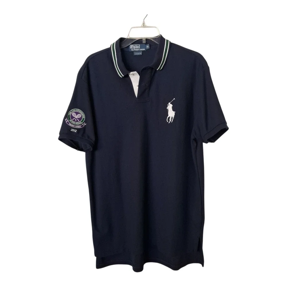 Polo Ralph Lauren Wimbledon Polo Men's Size XL Navy Big Pony Tennis Patch 2012